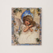 ヴィンテージクリスマスビクトリアン、天使と金ゴールドベル ジグソーパズル (縦)