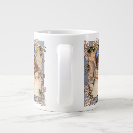 ヴィンテージクリスマスビクトリアン、天使と金ゴールドベル ジャンボコーヒーマグカップ (裏面)