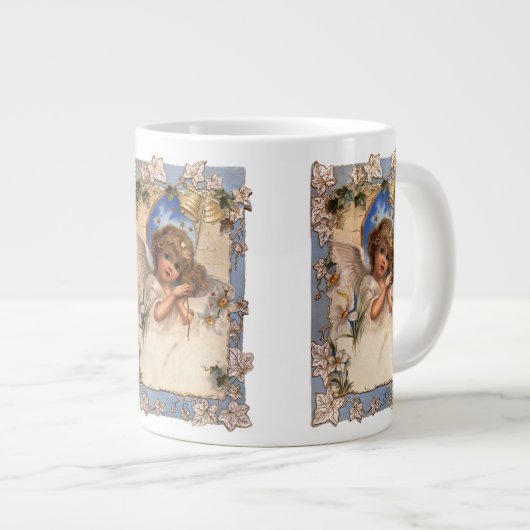ヴィンテージクリスマスビクトリアン、天使と金ゴールドベル ジャンボコーヒーマグカップ (正面右)
