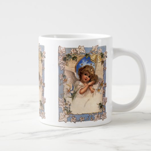 ヴィンテージクリスマスビクトリアン、天使と金ゴールドベル ジャンボコーヒーマグカップ (右)