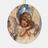 ヴィンテージクリスマスビクトリアン、天使と金ゴールドベル セラミックオーナメント (左)