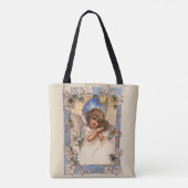 ヴィンテージクリスマスビクトリアン、天使と金ゴールドベル トートバッグ (裏面)