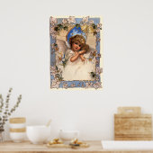 ヴィンテージクリスマスビクトリアン、天使と金ゴールドベル ポスター (キッチン)