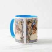 ヴィンテージクリスマスビクトリアン、天使と金ゴールドベル マグカップ (正面左)