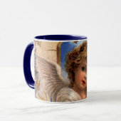 ヴィンテージクリスマスビクトリアン、天使と金ゴールドベル マグカップ (正面左)