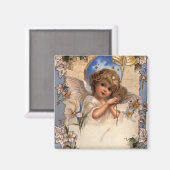 ヴィンテージクリスマスビクトリアン、天使と金ゴールドベル マグネット (正面/裏面)