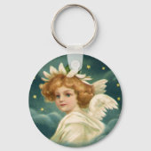 ヴィンテージクリスマスビクトリアン、天使と金ゴールド星 キーホルダー (裏面)