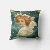 ヴィンテージクリスマスビクトリアン、天使と金ゴールド星 クッション (裏面)