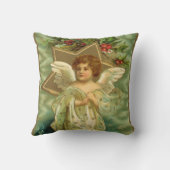 ヴィンテージクリスマスビクトリアン、天使と金ゴールド星 クッション (裏面)