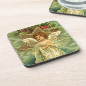 ヴィンテージクリスマスビクトリアン、天使と金ゴールド星 コースター (左側)