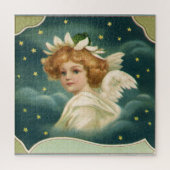 ヴィンテージクリスマスビクトリアン、天使と金ゴールド星 ジグソーパズル (縦)