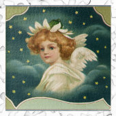 ヴィンテージクリスマスビクトリアン、天使と金ゴールド星 ジグソーパズル