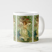 ヴィンテージクリスマスビクトリアン、天使と金ゴールド星 ジャンボコーヒーマグカップ (正面右)