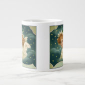 ヴィンテージクリスマスビクトリアン、天使と金ゴールド星 ジャンボコーヒーマグカップ (正面)