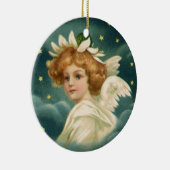 ヴィンテージクリスマスビクトリアン、天使と金ゴールド星 セラミックオーナメント (右)