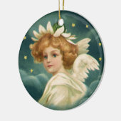 ヴィンテージクリスマスビクトリアン、天使と金ゴールド星 セラミックオーナメント (左)