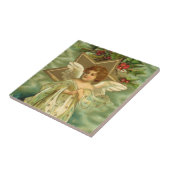 ヴィンテージクリスマスビクトリアン、天使と金ゴールド星 タイル (側面)