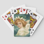 ヴィンテージクリスマスビクトリアン、天使と金ゴールド星 トランプ (裏面)