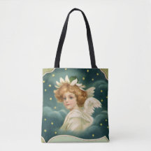 ヴィンテージクリスマスビクトリアン、天使と金ゴールド星