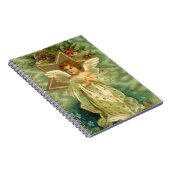 ヴィンテージクリスマスビクトリアン、天使と金ゴールド星 ノートブック (右側)