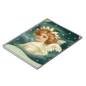 ヴィンテージクリスマスビクトリアン、天使と金ゴールド星 ノートブック (左側)