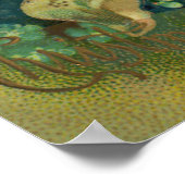 ヴィンテージクリスマスビクトリアン、天使と金ゴールド星 ポスター (角)