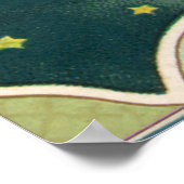 ヴィンテージクリスマスビクトリアン、天使と金ゴールド星 ポスター (角)