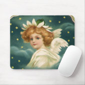 ヴィンテージクリスマスビクトリアン、天使と金ゴールド星 マウスパッド (マウス)