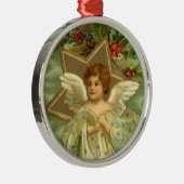 ヴィンテージクリスマスビクトリアン、天使と金ゴールド星 メタルオーナメント (右)