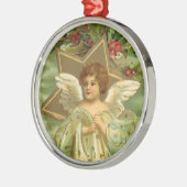 ヴィンテージクリスマスビクトリアン、天使と金ゴールド星 メタルオーナメント (左)