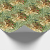 ヴィンテージクリスマスビクトリアン、天使と金ゴールド星 ラッピングペーパー (角)