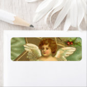 ヴィンテージクリスマスビクトリアン、天使と金ゴールド星 ラベル (インサイチュ)