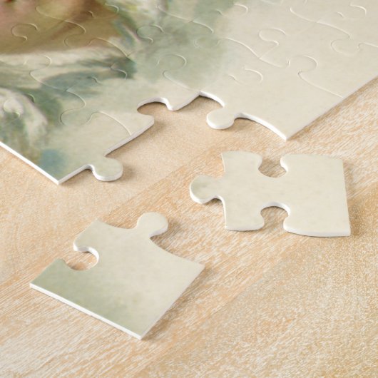 ヴィンテージクリスマスビクトリアン、天使の雲 ジグソーパズル (側面)