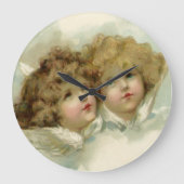 ヴィンテージクリスマスビクトリアン、天使の雲 ラージ壁時計 (正面)