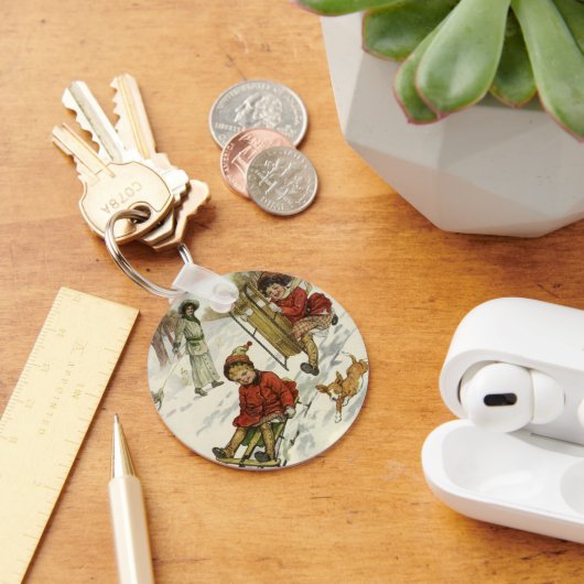 ヴィンテージクリスマスビクトリアン、子供用そり犬 キーホルダー (デスク)