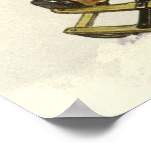 ヴィンテージクリスマスビクトリアン、子供用そり犬 ポスター (角)