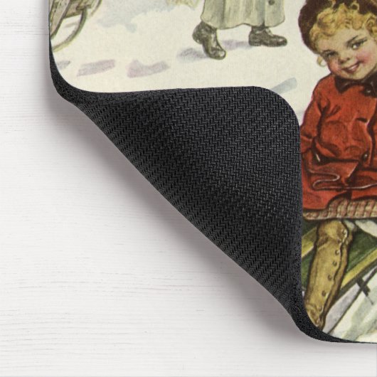 ヴィンテージクリスマスビクトリアン、子供用そり犬 マウスパッド (コーナー)