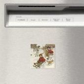 ヴィンテージクリスマスビクトリアン、子供用そり犬 マグネット (インサイチュ (食洗機))