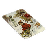 ヴィンテージクリスマスビクトリアン、子供用そり犬 マグネット (右側)