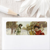 ヴィンテージクリスマスビクトリアン、子供用そり犬 ラベル (インサイチュ)