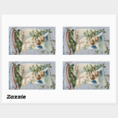 ヴィンテージクリスマスビクトリアン、帆船の天使 長方形シール (シート)