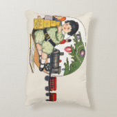 ヴィンテージクリスマスビクトリアン、2つの子供の画像 アクセントクッション (裏面(縦))