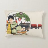 ヴィンテージクリスマスビクトリアン、2つの子供の画像 アクセントクッション (裏面)