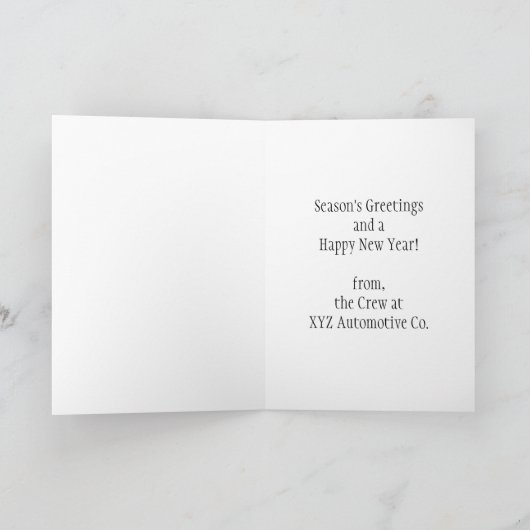 ヴィンテージクリスマスビジネス、自動車ガソリンスタンド シーズンカード (内部)