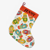 ヴィンテージクリスマスビベス大きなクリスマスストッキング ラージクリスマスストッキング (正面 (吊り時))