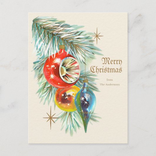 ヴィンテージクリスマスビューティフルアンティークバウブルCC1246 ポストカード (正面)