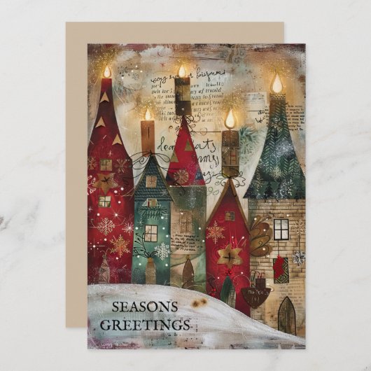 ヴィンテージクリスマスビレッジシーズンズグリーティング シーズンカード (正面/裏面)