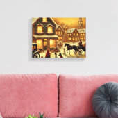 ヴィンテージクリスマスビレッジシーンホビクトリアンリデイ キャンバスプリント (インサイチュ (リビング))