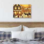 ヴィンテージクリスマスビレッジシーンホビクトリアンリデイ キャンバスプリント (インサイチュ (寝室))
