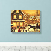 ヴィンテージクリスマスビレッジシーンホビクトリアンリデイ キャンバスプリント (インサイチュ (ウッドフロア))